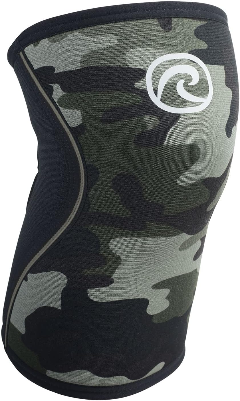 Rehband RX Knee Support for Strength Training & Fitness - 7mm Neoprene Knee Sleeve, Flexible & Non-Slip, Knee Sleeve for Men & Women, Colour:Camo, Size:Large