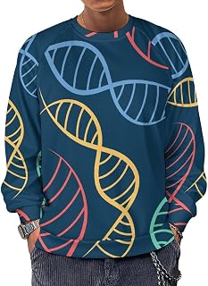 Colorful Scientific DNA Men's Crewneck Sweatshirt Long Sleeve Casual Pullover Sweater T-shirt Lightweight Tops