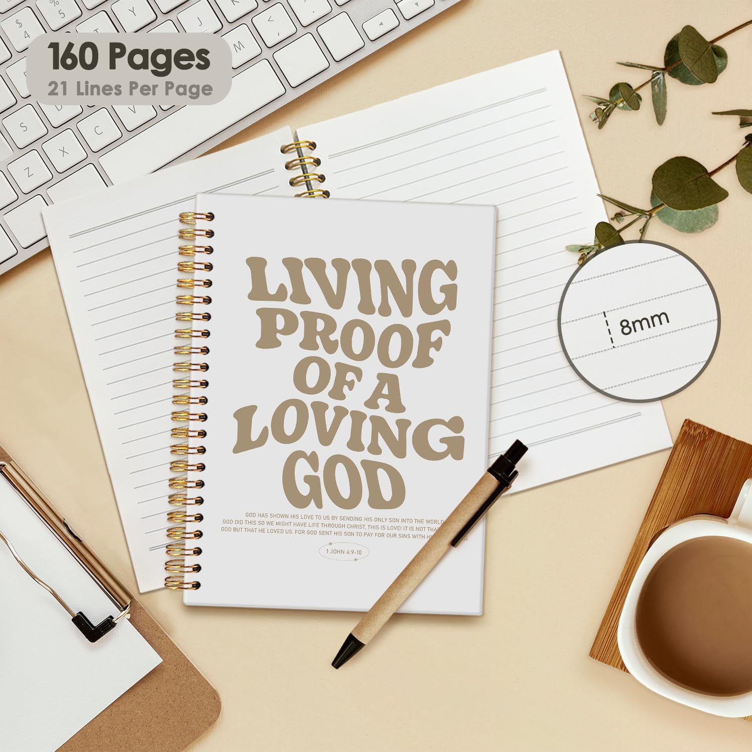 Bible Notebook, Christian Journal, Bible Study Notebook, Living Proof of a Loving God, Church Hardcover Spiral Notebook 5.5x8.3 - Image 3