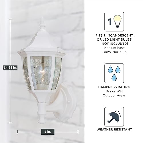Miniatura 5 de Designers Fountain 2462-BK Waterbury - Farol de pared para exteriores, 14.25 pulgadas de alto, color negro