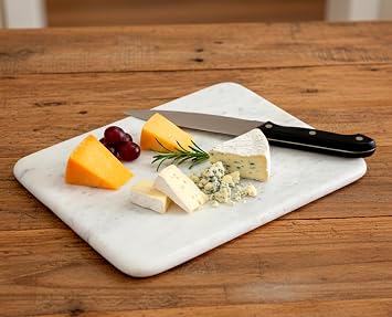 KLEO Marble Cutting Board Cheese Platter Multi-purpose Serving Platter White 9"x 12"
