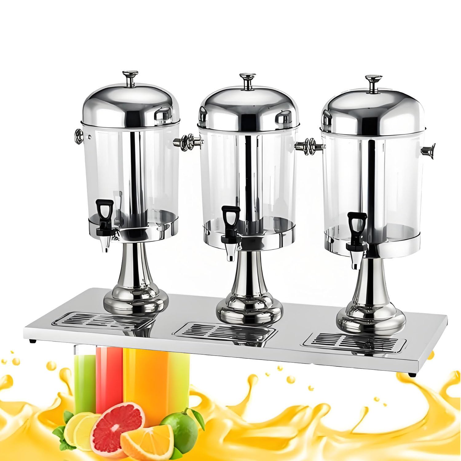 Dispensador de zumos fríos y Calientes, con núcleo Central para Hielo y bandejas antigoteo, Ideal para Fiestas, Pubs, cafeterías, restaurantes, hogares y hoteles. Silver-Threehead