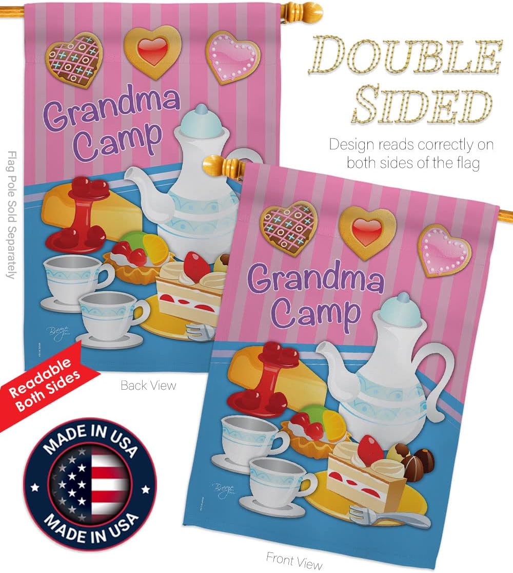 Breeze Decor - Grandma Camp Special Occasion - Everyday Family Impressions Decorative Vertical House Flag 28" x 40" Printed In USA
