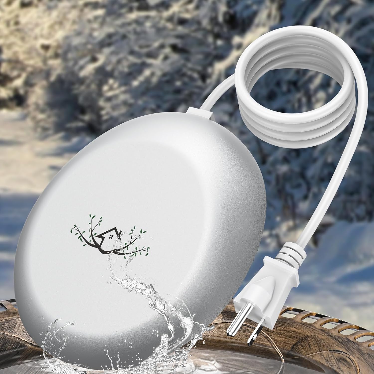 Bird Bath De-Icer – 9.5 Inch Thermostatic Heater For Winter, Keeps Water Ice-Free For Birds, Chickens, Ducks & Small Animals