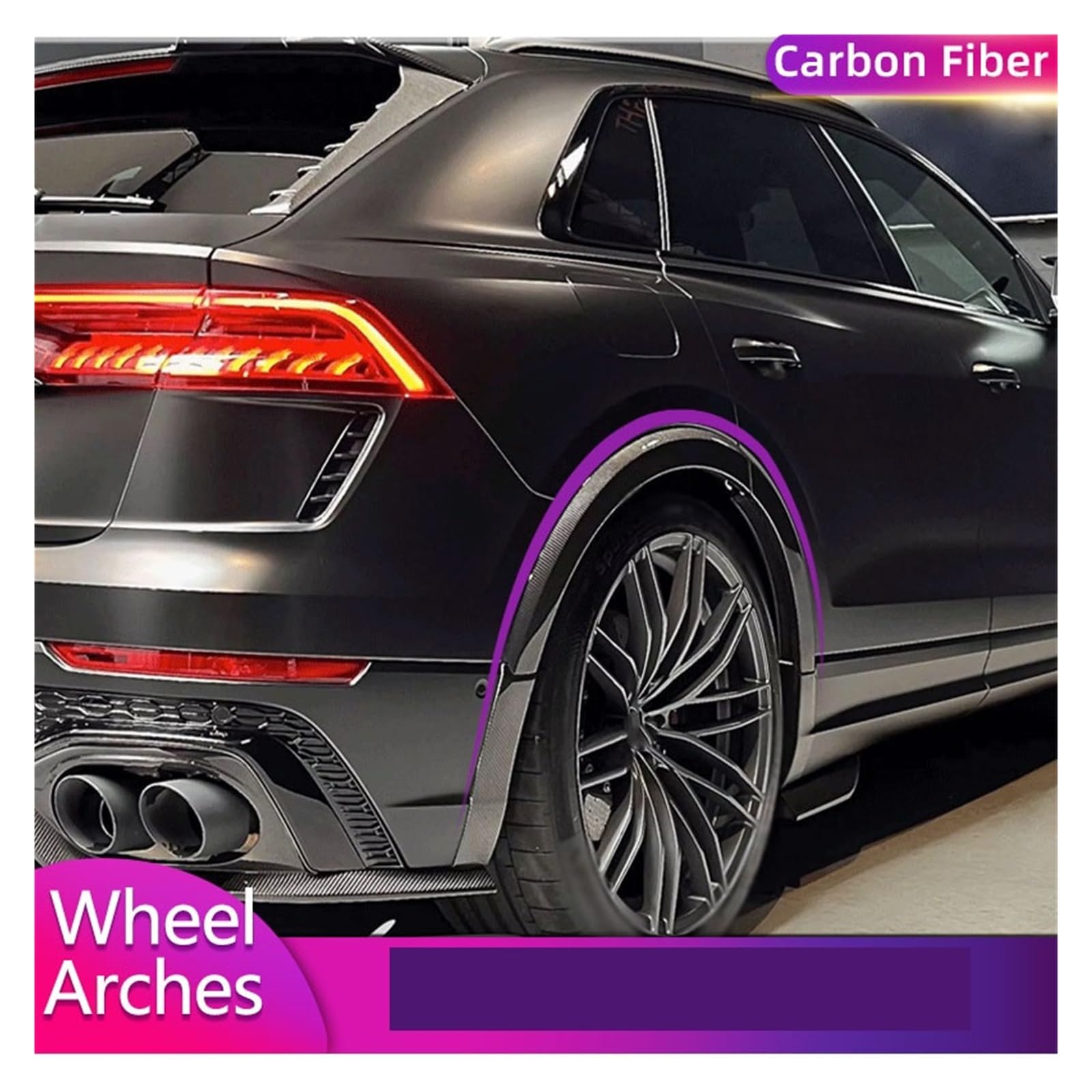 Real Carbon Fiber Car Wheel Arches Eyebrow Compatible For Audi RSQ8 2020-2023 Audo Wheel Fender Flares Protector Eyebrow 12PCS/Set