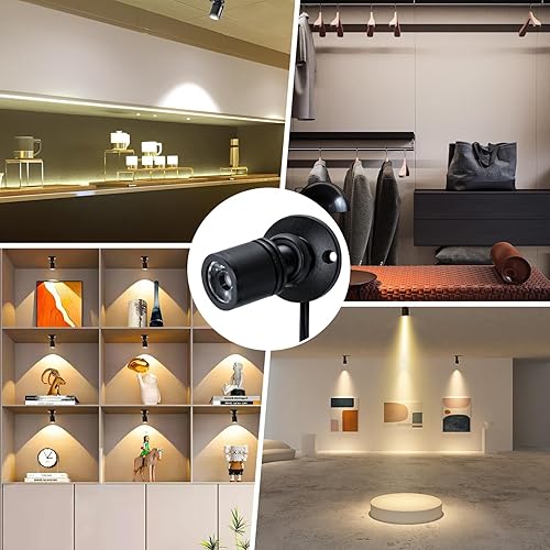 Vista 20 de DEDC 6 mini luces LED puntuales, 1 W, 5 V, 6000 K, luces para debajo del gabinete, mini focos para pantallas con atenuador