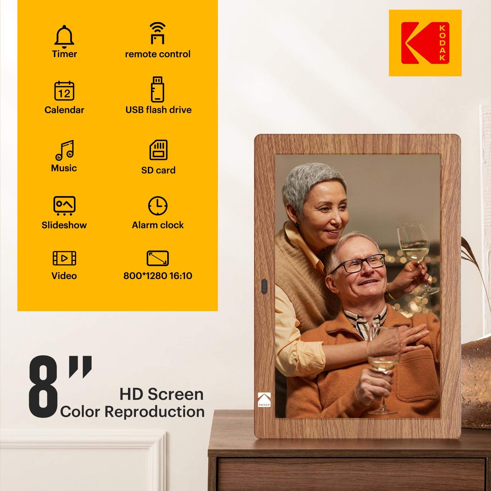KODAK wifi デジタルフォトフレーム 8インチ Amazon | KODAK 8インチ デジタル写真フレーム リモコン付き 1280 x