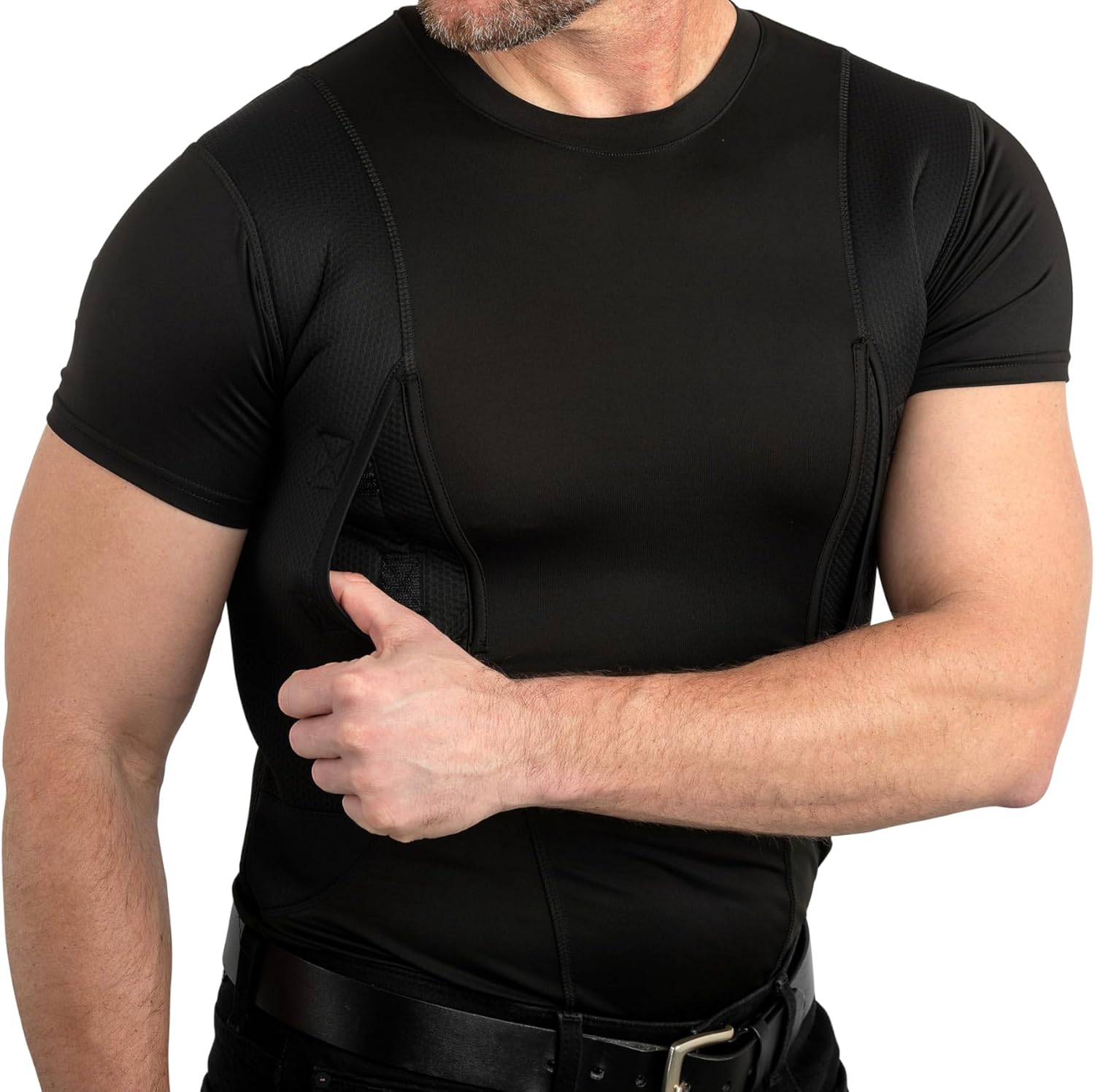 Concealed Carry Holster Shirt | Secure Hook & Loop Pocket with Large Storage | Mens Crew - Image 2
