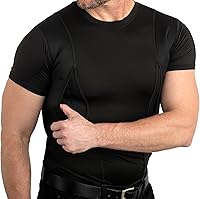 Vista 2 de Camiseta de Funda de Transporte Oculto CCW Tactical Bolsillo Seguro de Gancho y Bucle con Gran Almacenamiento Camiseta para Hombres