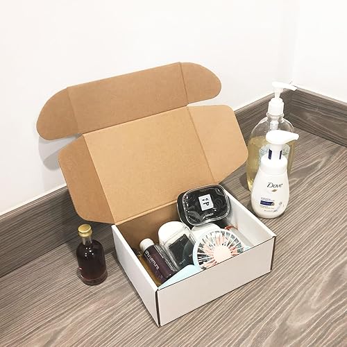 Miniatura 2 de Juego de 25 cajas de envío de 8 x 6 x 3 pulgadas, cajas de cartón corrugado blanco para enviar literatura, sobres para pequeñas empresas, regalos,