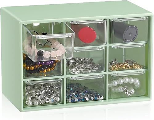 Miniatura 9 de Organizador de cajones pequeños para escritorio, 7.1 x 3.8 x 4.6 pulgadas, mini organizador de cajones de escritorio con 6 cajones transparentes,