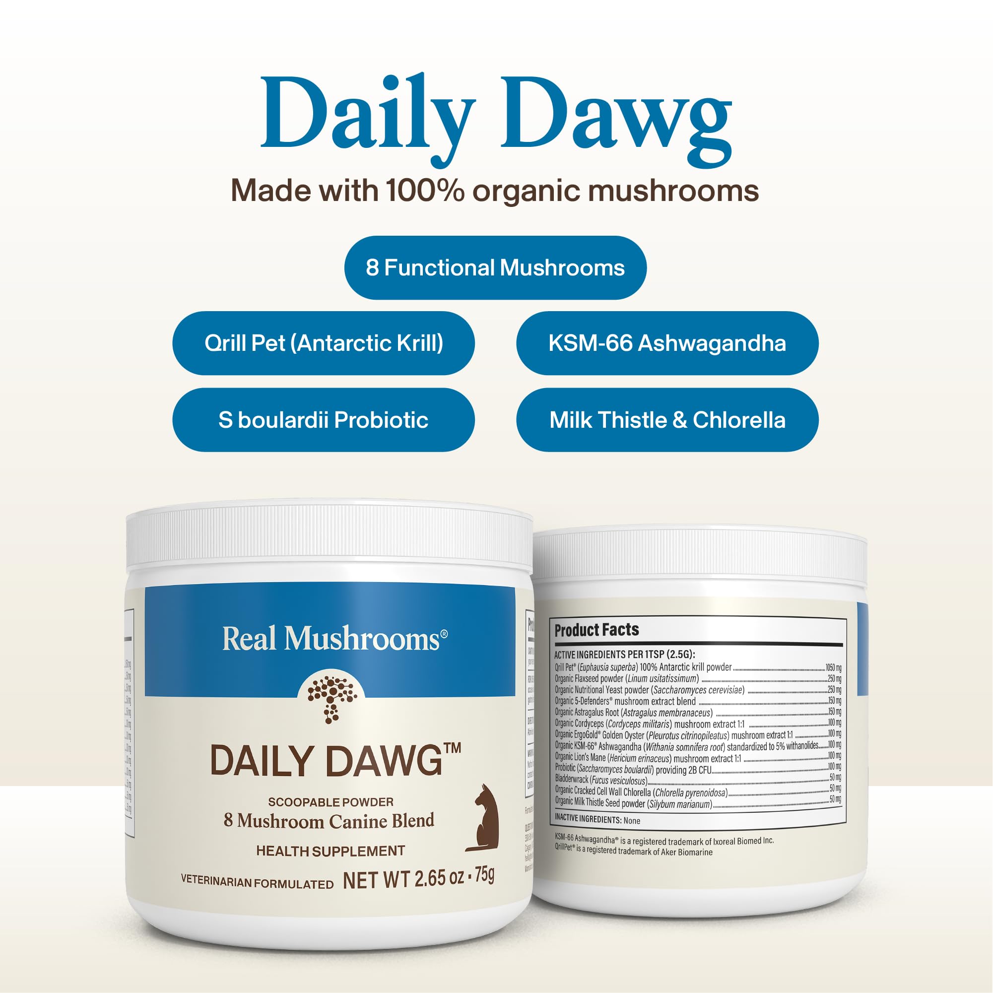 Real Mushrooms Whole Dog Health Powder Supplement, 2.65oz — Amazon image 3