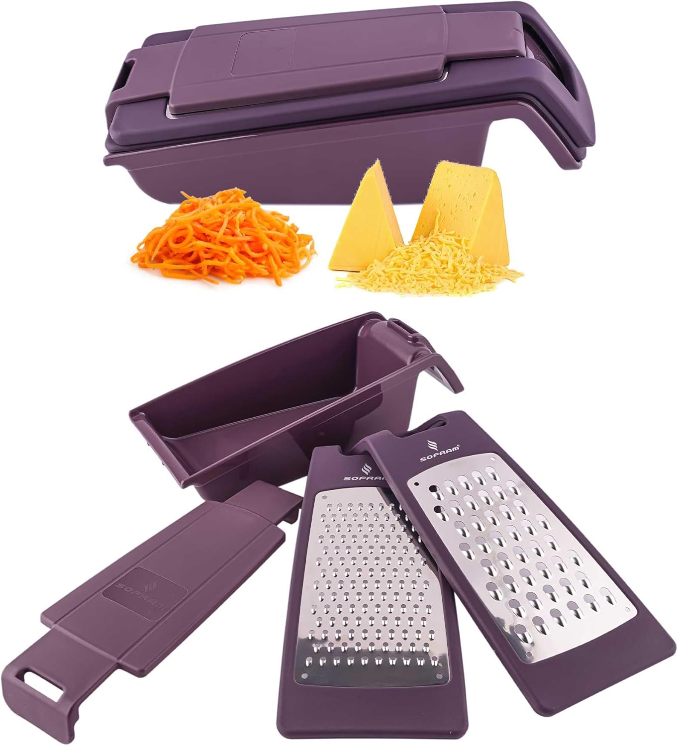 Cheese Grater with Handle and Container, Graters for