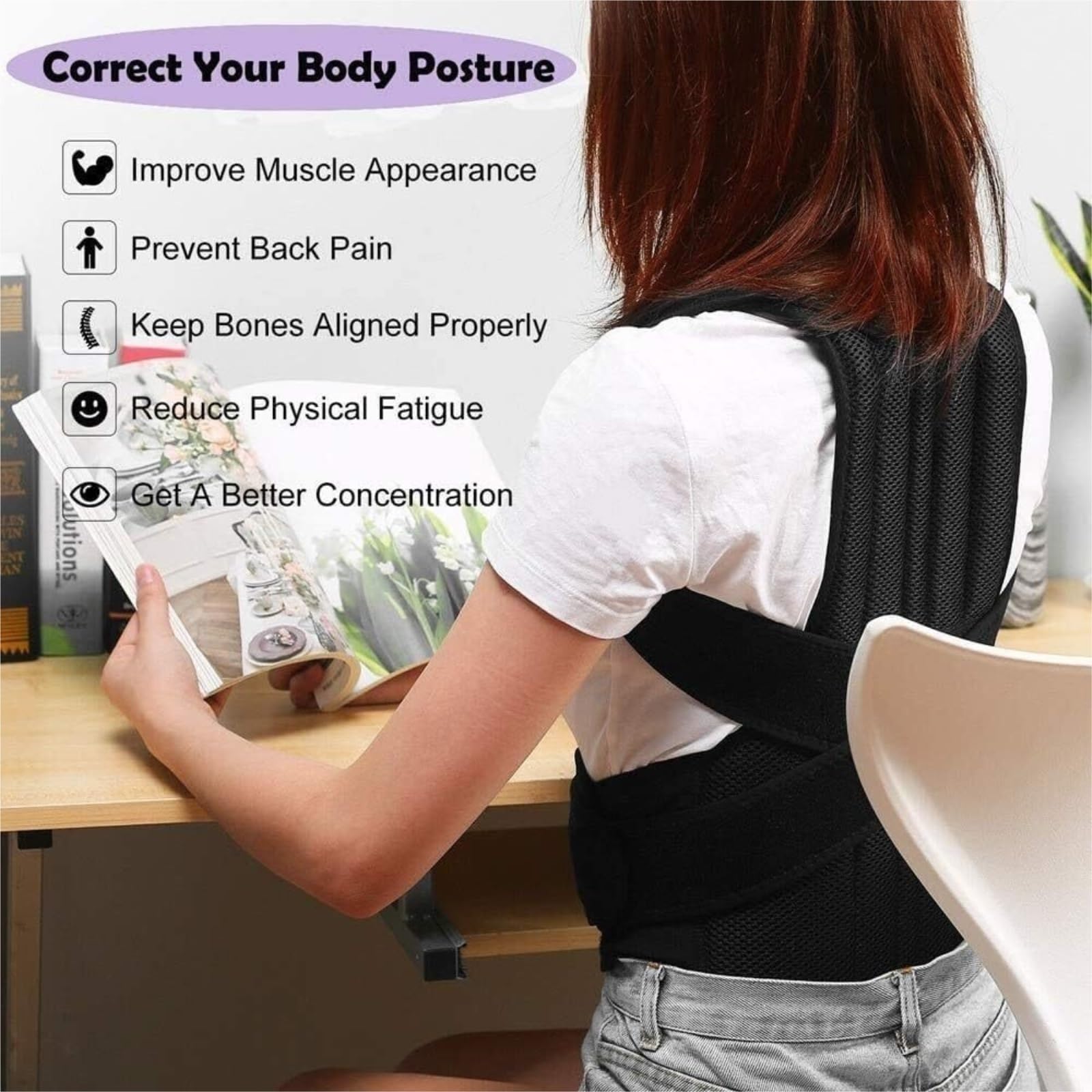 Fascia Lombare Cintura di Supporto per La Schiena Completa Correttore Posturale per Vita Tutore per Parte Bassa della per Traspirante Spalle Cintura Schiena(4XL)
