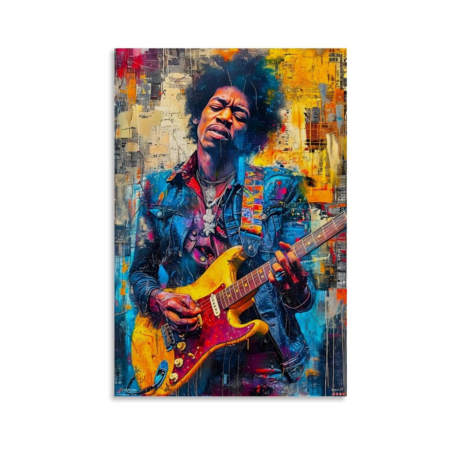 Pantting Unframe-Style Jimi Poster Hendrix Posters Aesthetic Canvas Wall Art Print Home Decor For Bedroom Living Room08x12inch(20X30cm)