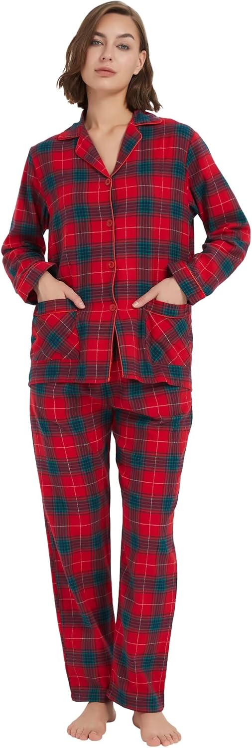 Bijpassende pyjamaset voor koppels, 100% katoen, flanel, pyjama voor