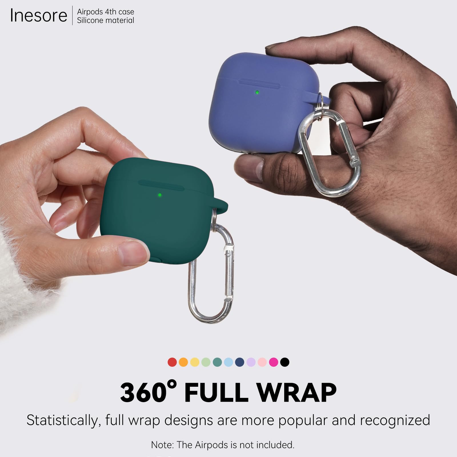Inesore Compatible with AirPods 4 Case - Deep Green-B | Silicone Protective Case Cover for Apple Air Pod 4 (2024/ANC), Unisex Design, with Cleaning Kit