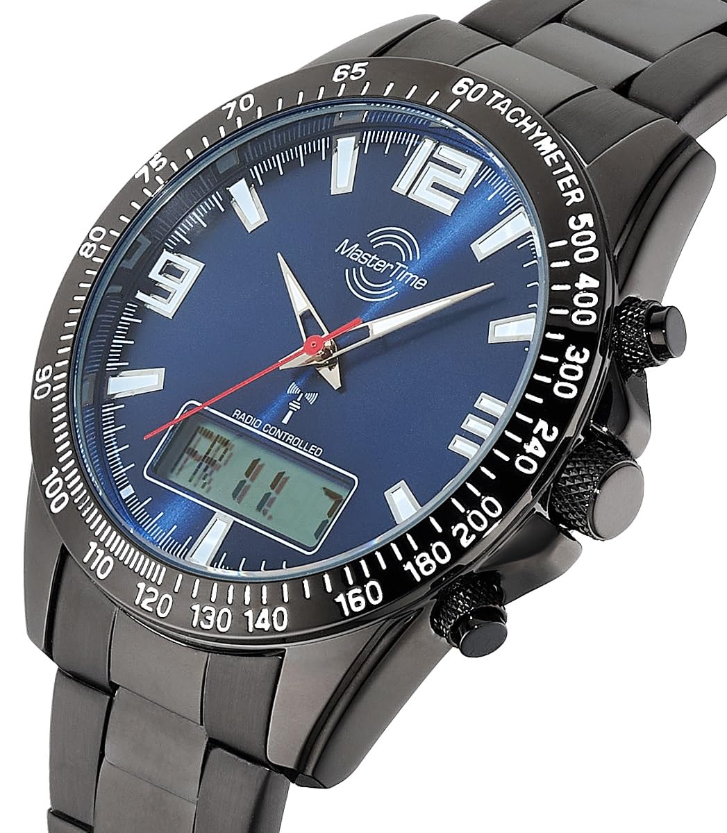 Master Time Funk Quarz Herren Uhr Analog mit digitalem Datum und Edelstahl Armband MTGA-10952-32M
