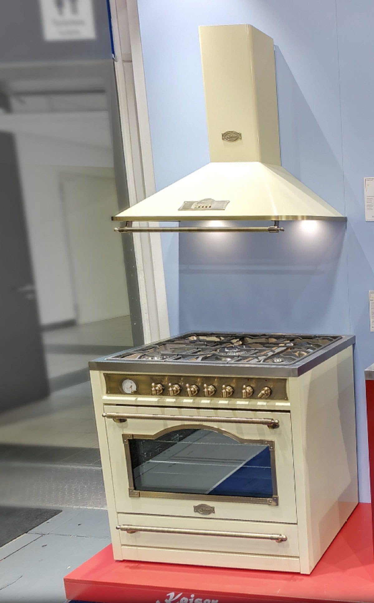 Kaiser Gas-Standherd Empire Kaiser HGE 93555 ElfEm, mit 2-fach-Teleskopauszug, katalytische Selbstreinigung, Retro Gas Elektro Standherd 90 cm Range Coocker