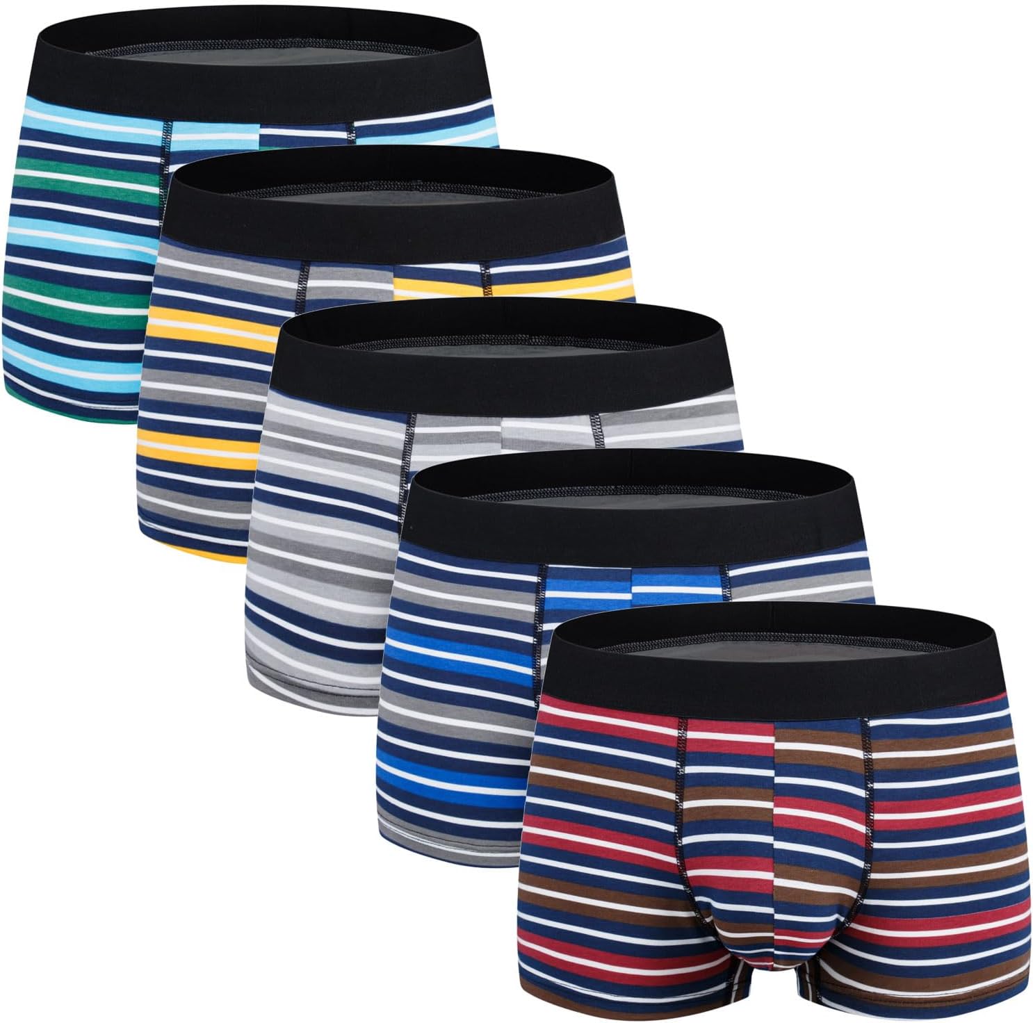 Aserlin Men's Underwear Boxer Briefs Cotton Huge Pouch Trunks Short Leg Underwear 5 Pack
