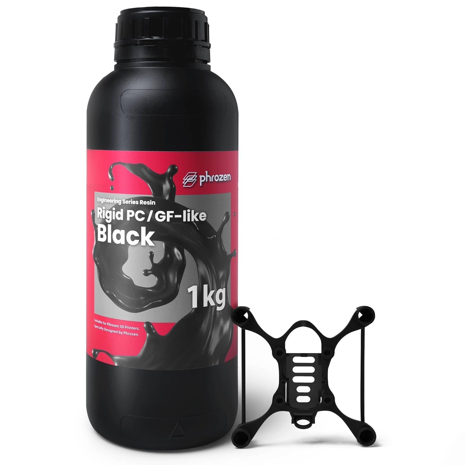 phrozen 3D Printer Functional Resin [Rigid: PC/GF-Like, Black], 405nm DLP LCD UV-Curing Photopolymer Resin High Toughness for Plastic Models, 3C Devices, Industry Applications, Prototyping (1KG)