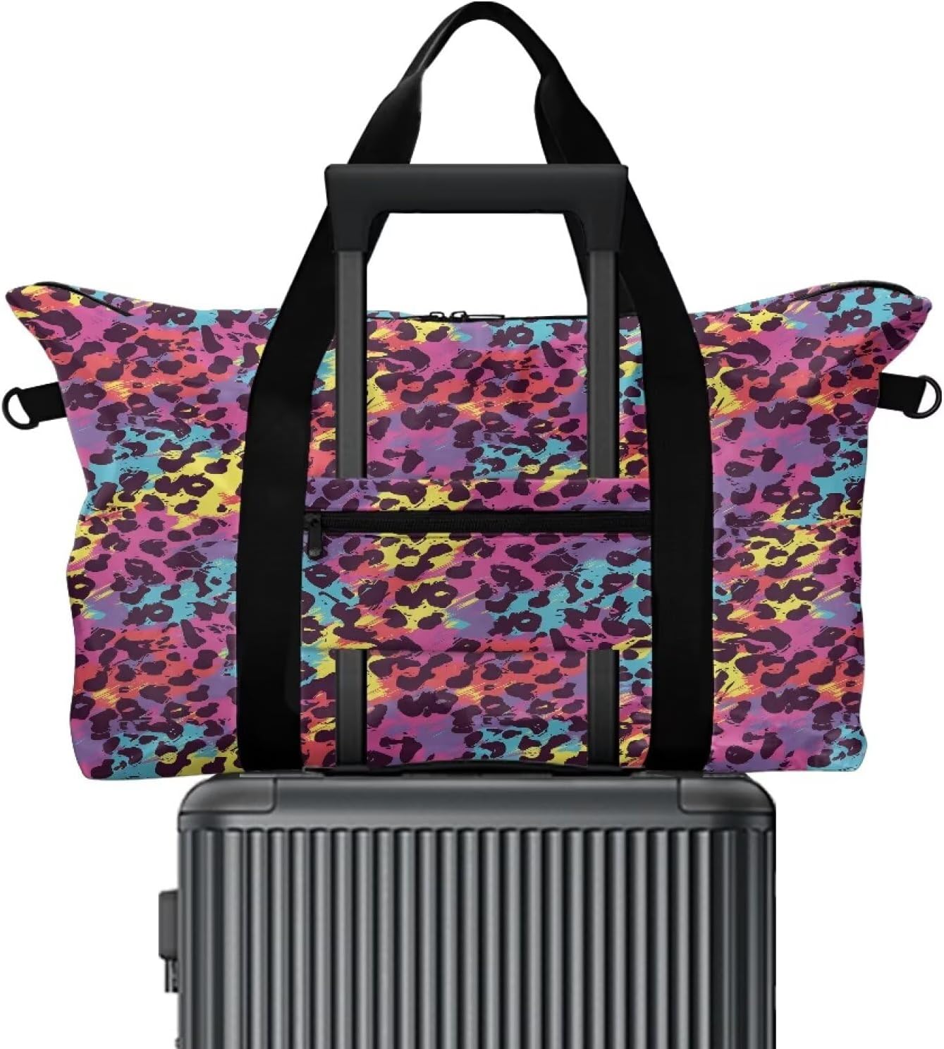 Leopard Print Foldable Collapsible Waterproof Travel Duffel Bag Lightweight Travel Duffel Bag Packable Luggage Duffle Gym Overnight Carry on Luggage Bags for Women and Men