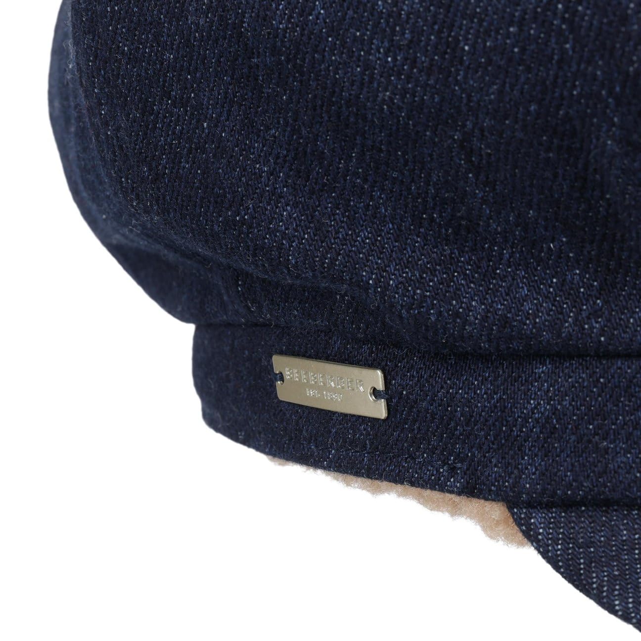 Seeberger Stiva Denim czapka balonowa czapka z daszkiem Newsboy Cap damska – z daszkiem, podszewką, na jesień, zimę, jesień i zimę