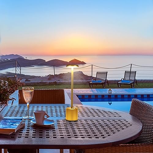 Miniatura 7 de Litake Lámpara de mesa dorada recargable, 2 piezas, lámpara de escritorio inalámbrica LED de 5000 mAh, funciona con pilas, luz de mesa portátil,