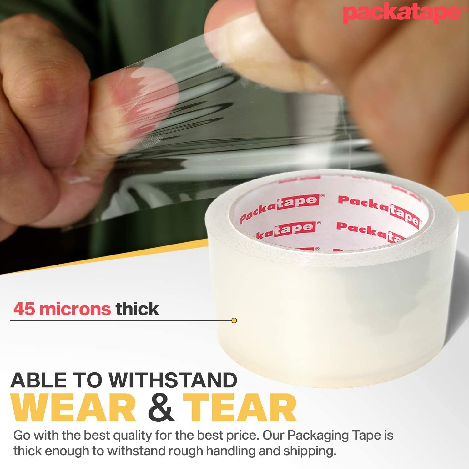 Packatape — 6 Rolls 1.88 Inches x 72.2 Yards Clear Packaging Tape for Parcels and Boxes. This 6 roll Pack of Heavy Duty Clear Packing Tape Provides a Strong, Secure and Sticky Seal for Your Boxes