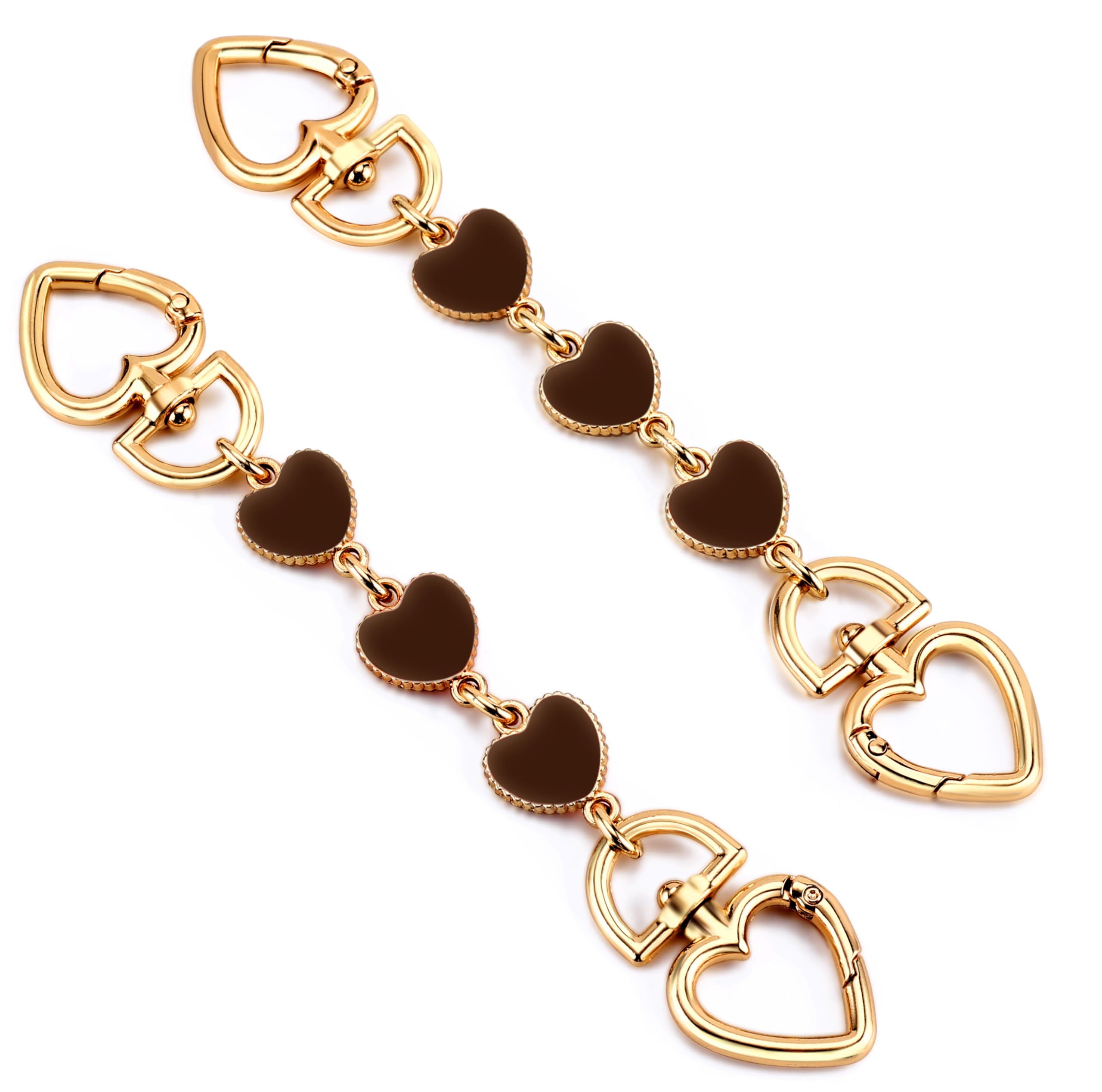 Tmtains 2Pcs Heart Purse Extender Chain Gold Purse Strap Extender Brown Bag  Extender Chain Coffee Purse Strap Replacement Purse Accessories Bag Charms