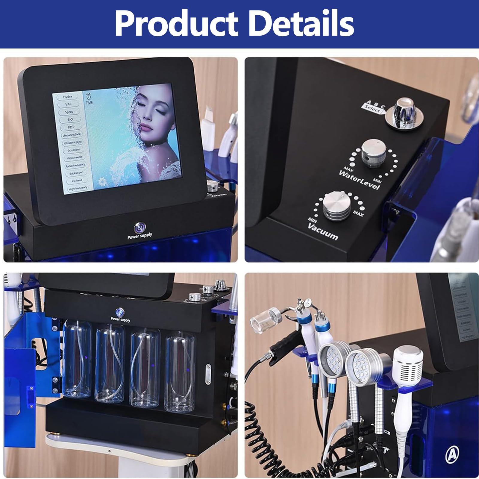 14 en 1 Máquina de Belleza | Hidrofacial Profesional | Limpieza Facial Profunda & Reafirmación | Hidropeeling, Microdermoabrasión y Oxigenoterapia | para SPA,Salón y Uso en Casa