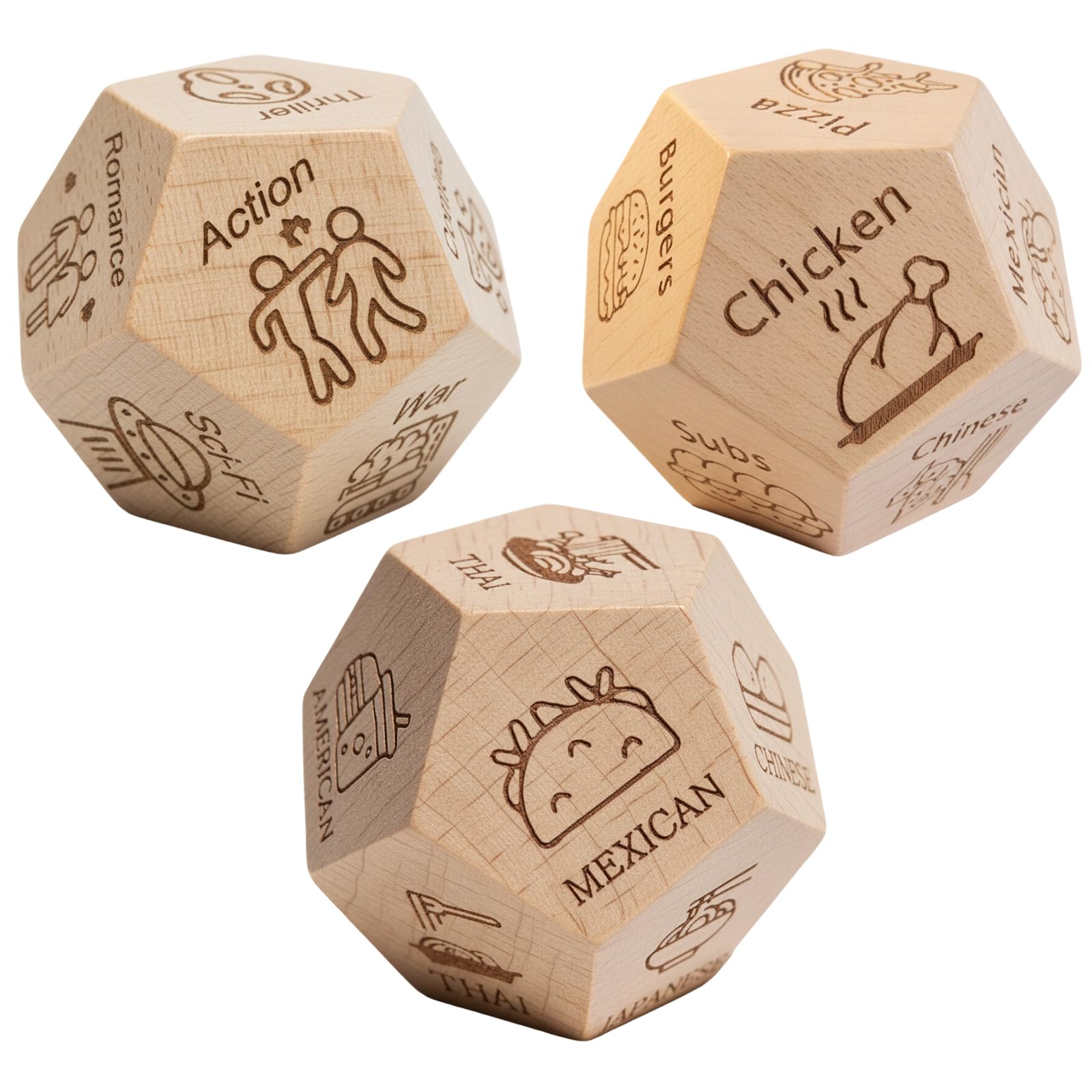 3 Pieces Food Dice,Dinner dice Set, Dinner Decision Dice for Cou-ples, Couples dice Fun Meal Choices for Date Night, Gift for Married Couples.