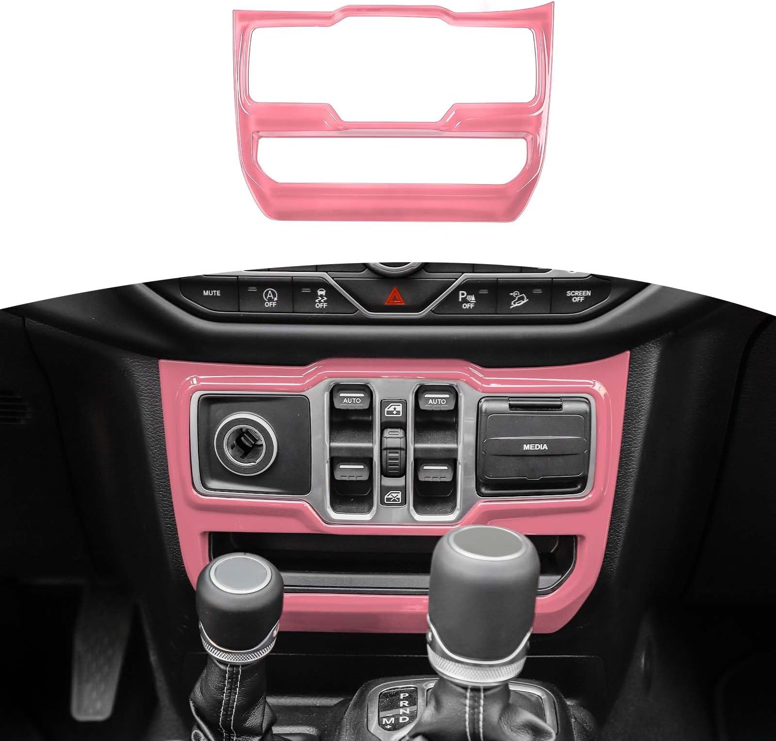 RT-TCZ for Jeep JL Center Dash Window Switch Panel Trim Cover for Jeep Wrangler JL JLU Gladiator JT 2018-2024 Pink Interior Accessories