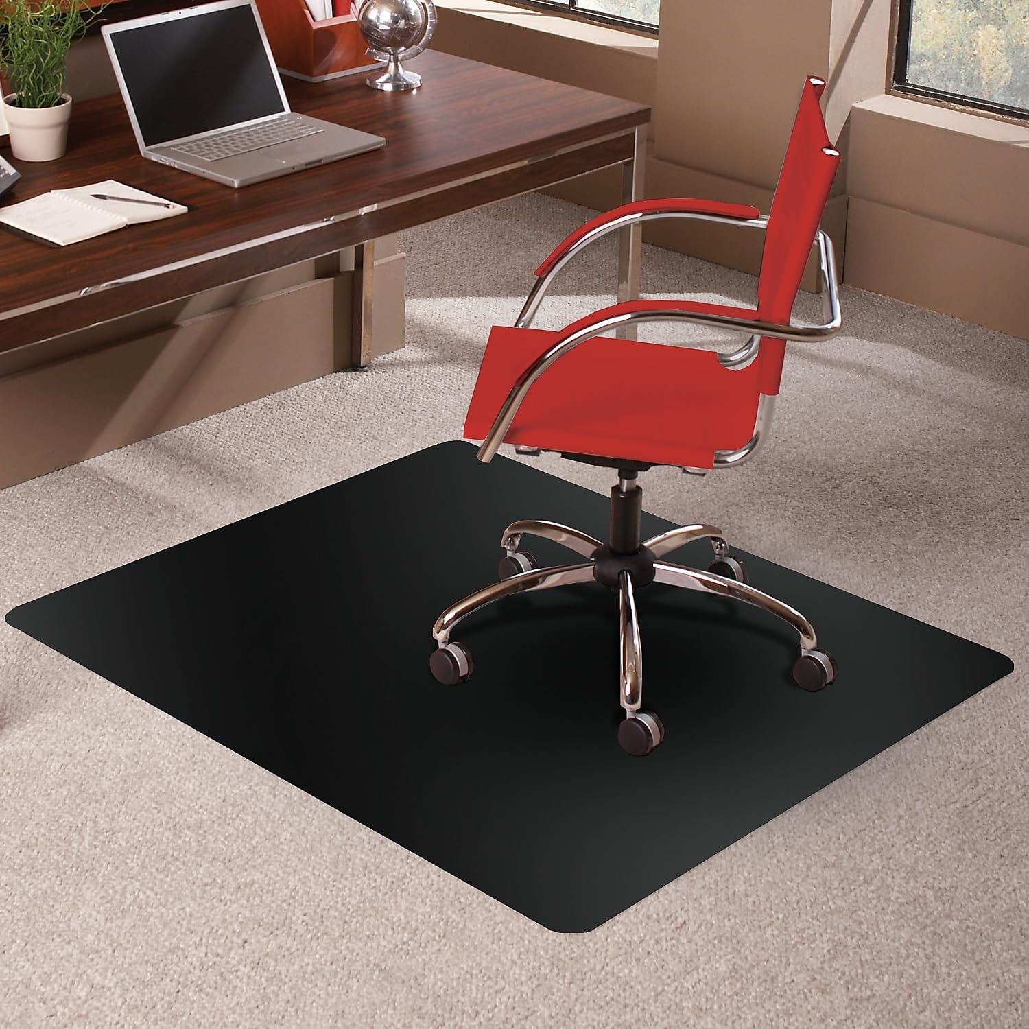 Staples 36X48 Low-Pile Chair Mat Black No Lip
