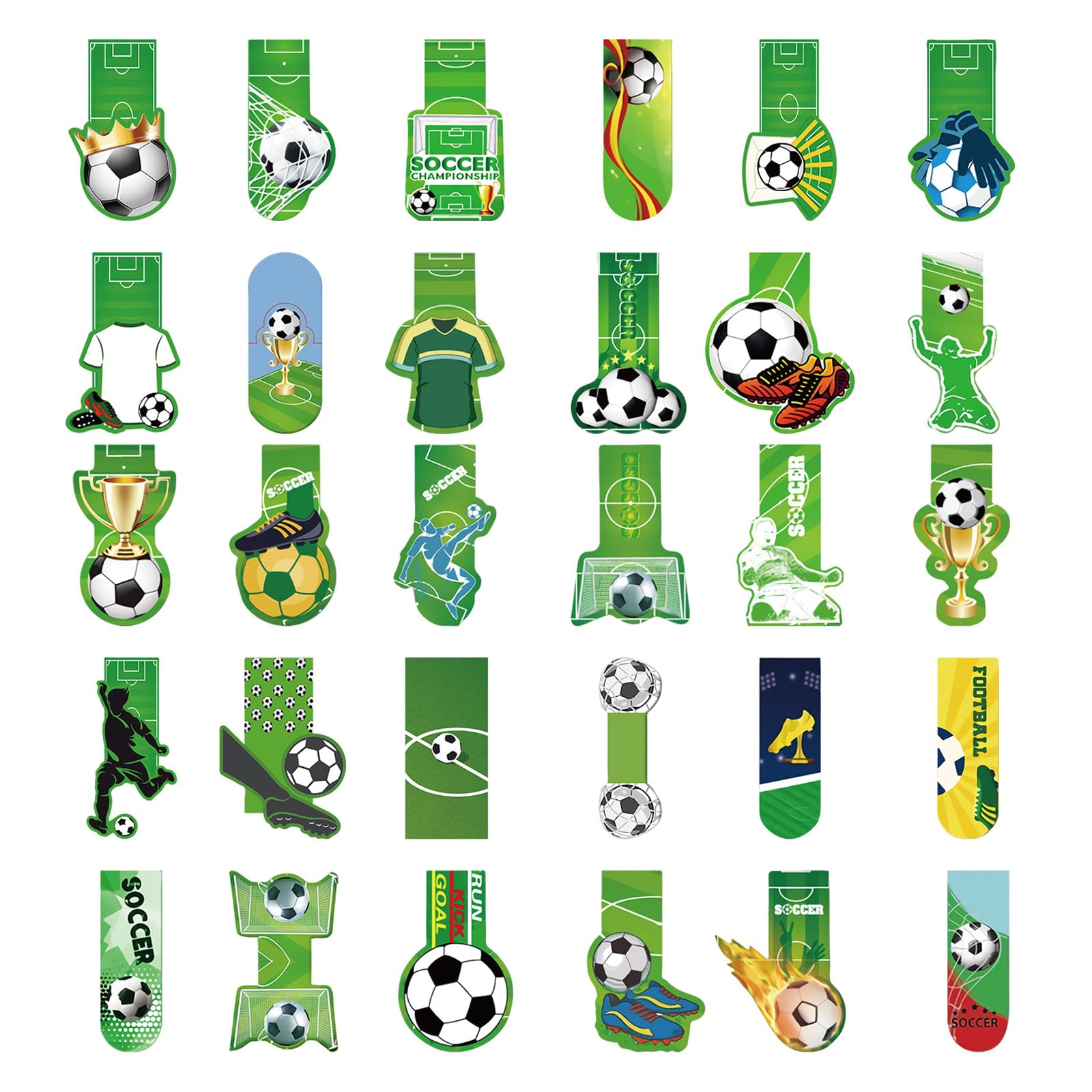 Set Segnalibri Magnetici A Tema Calcio - 15 Segnalibri, 9 Matite E 9 Gomme, Per Lettura E Scuola - 7