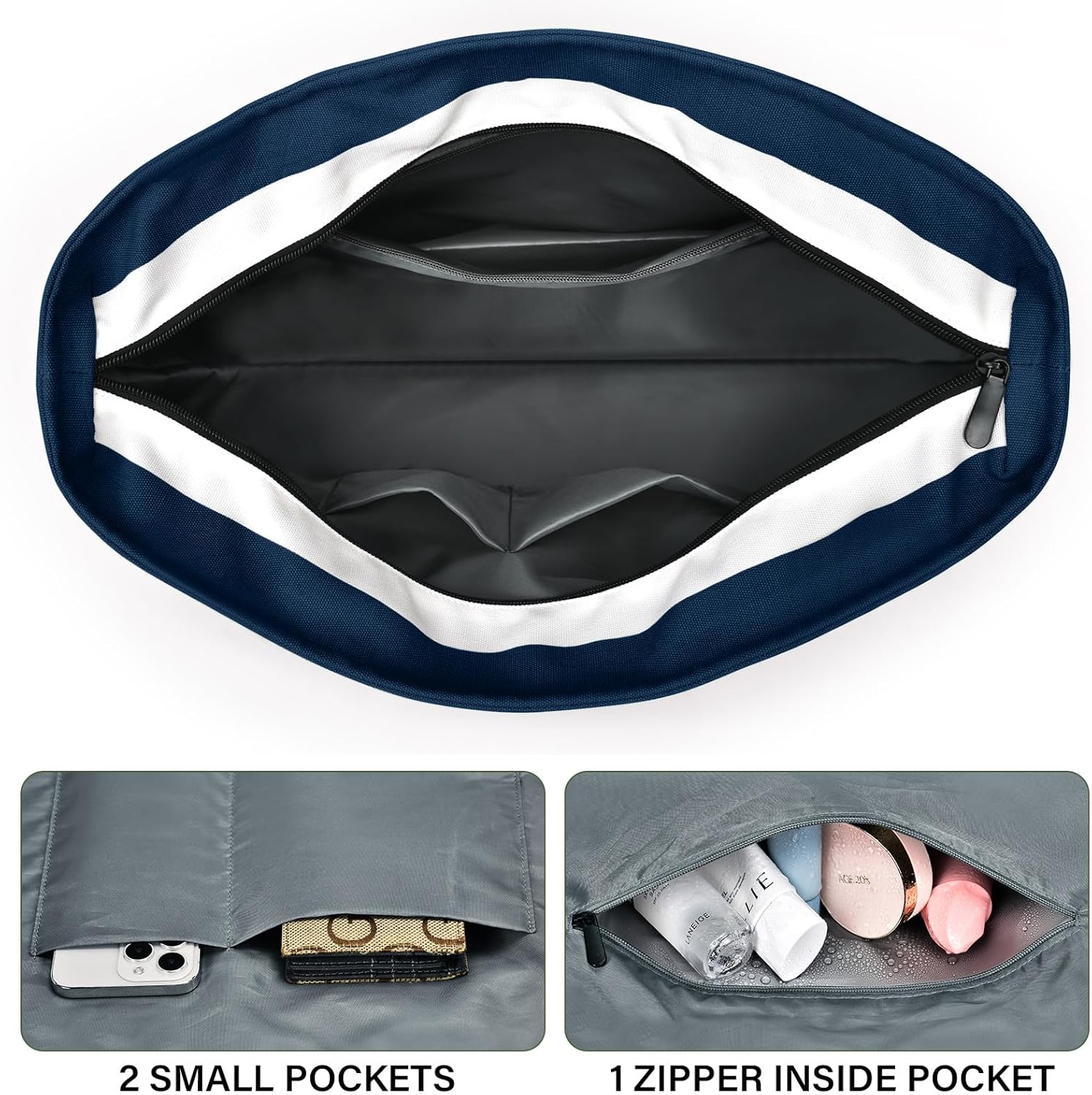 Becokan Beach Bags for Women Large Canvas Beach Tote Bag Beach Bags Waterproof Sandproof Swim Pool Bag Travel Essentials - Image 6