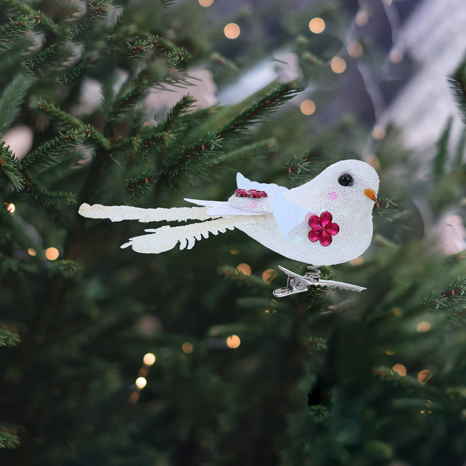 STOBOK 24pezzi Decorazioni Natalizie Uccelli Simulati Uccelli Per Natale Clip Per Appenderli Giardino e Casa Atmosfera e Festiva