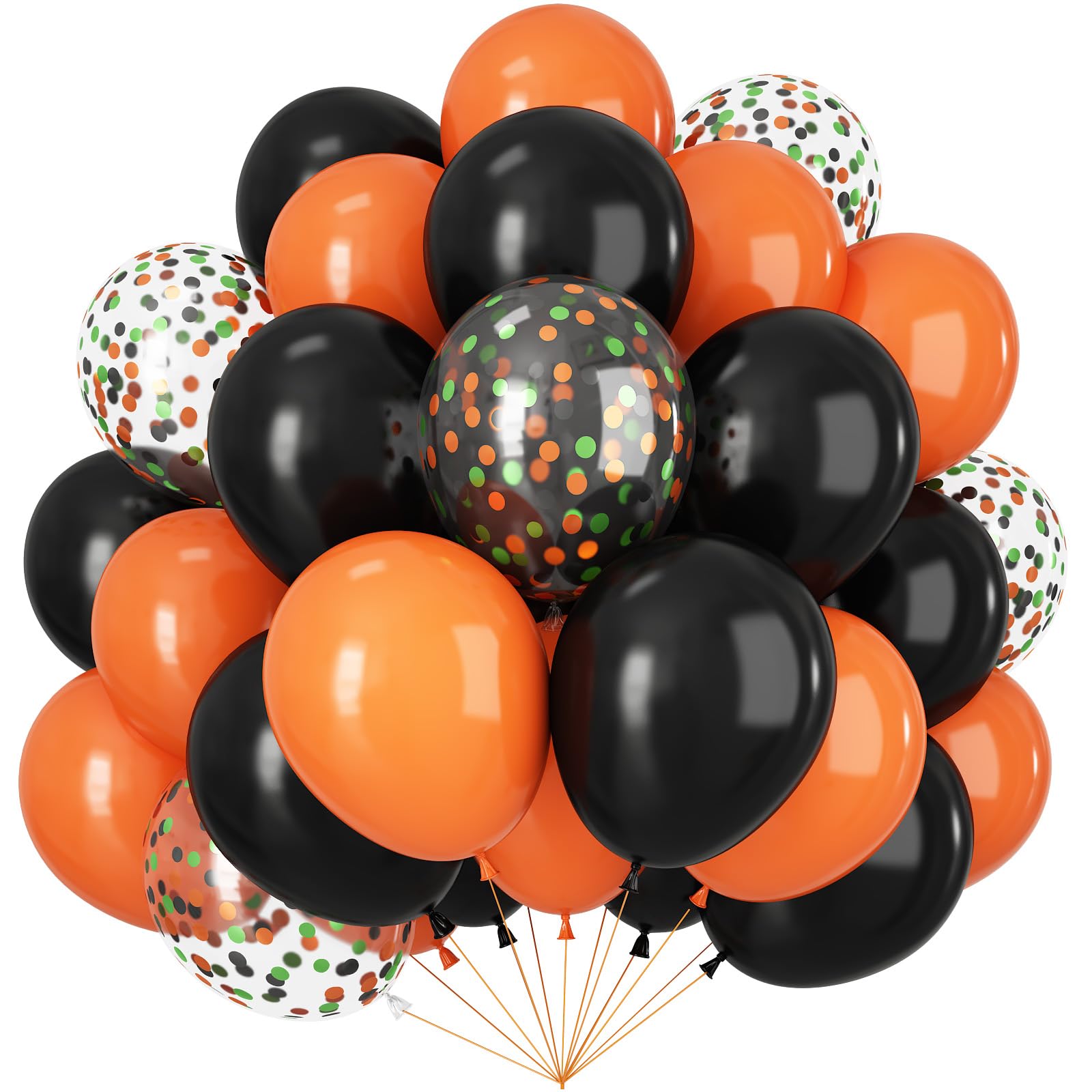 Black and Orange Balloons, 60pcs 12Inch Black Orange Balloons and Confetti Balloon for Graduation Halloween Baby Shower Anniversary Birthday Praty