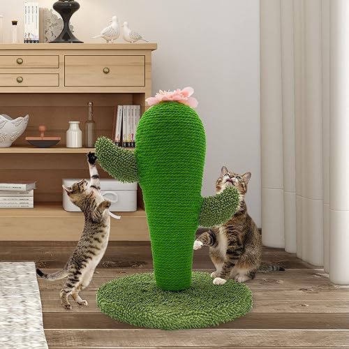 Miniatura 7 de AUSCAT Poste rascador para gatos, lindo poste rascador de cactus, rascador de sisal natural para gatos y gatitos de interior