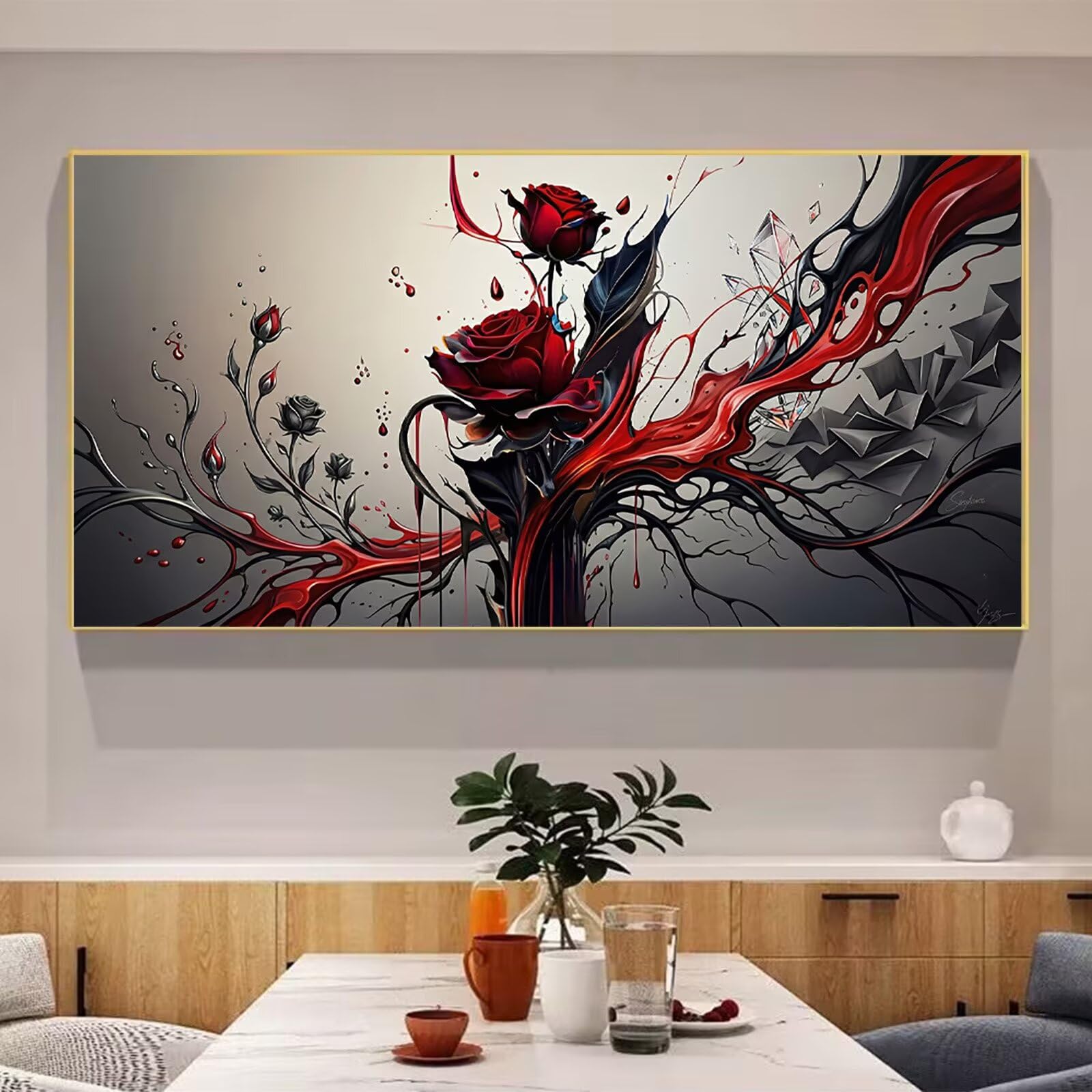 Diamond Painting Abstrakt Diamond Painting Erwachsene XXL Rose 5D Full Runder Drill Diamanten Malen Nach Zahlen DIY Set Mosaik Bastelset Kreativ Set für Erwachsene Home Decor Wanddeko 60x120cm,Cod-943