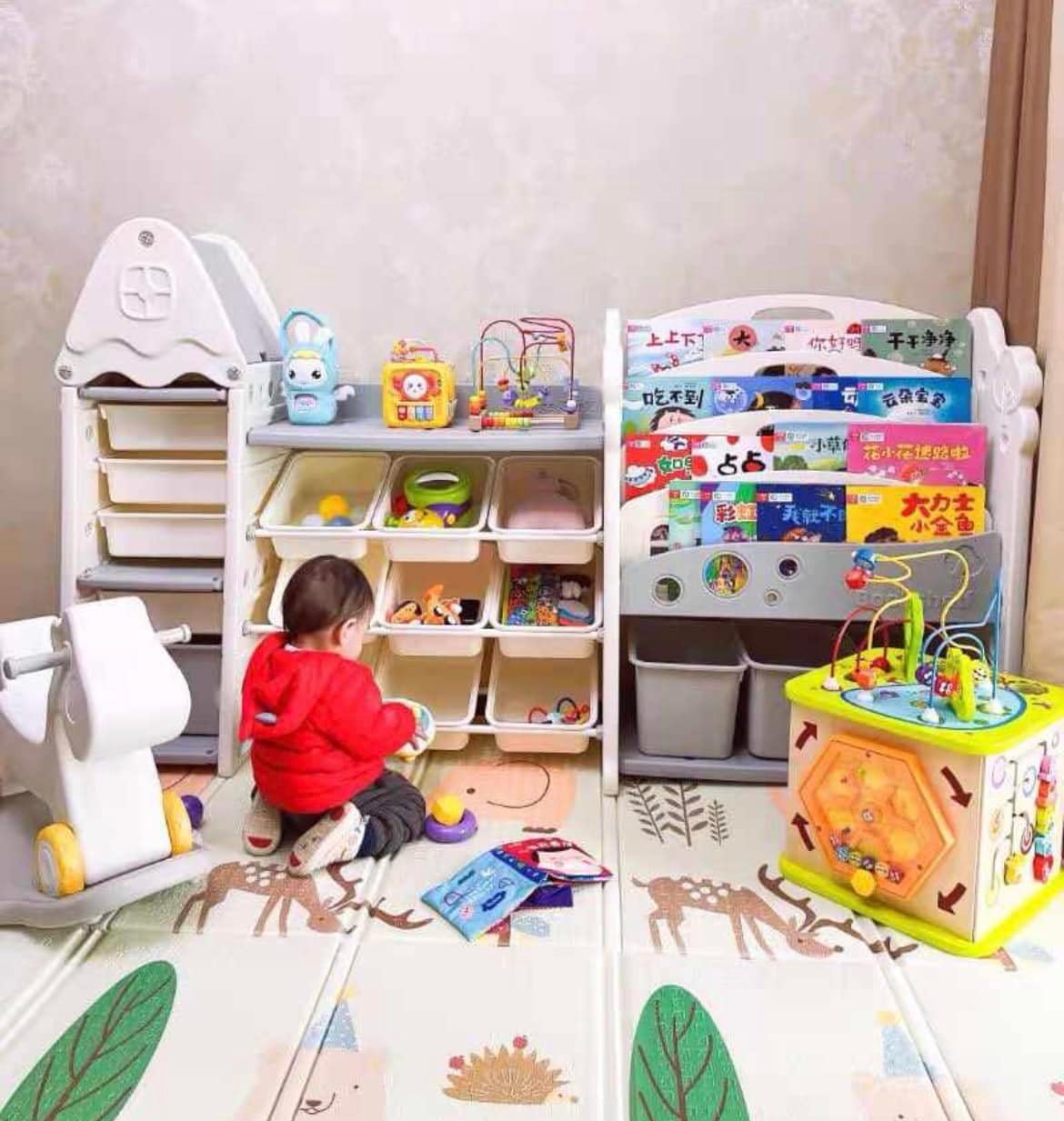 Hukimoyo Large Kids Book Shelf Rack for Home Kids Book Storage with Toy Organiser Bin for Toddlers Baby Toy Storage Organizer Montessor Books Storage Organiser for Kid (185 x 44 x 110cm) - Image 9 thumbnail