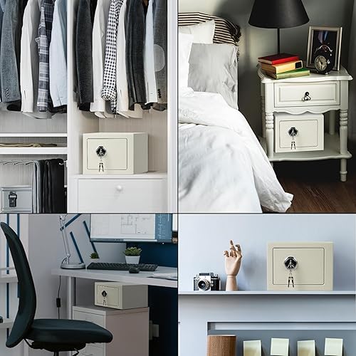 Miniatura 6 de DreamsEden Pequeña caja de seguridad de acero con cerradura de llave, caja de seguridad de acero con llaves para documentos personales, dinero en