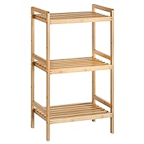 SONGMICS Scaffale Portaoggetti in bambù, Organizzatore a 3 Livelli per Bagno, Cucina, Camera da Letto, 45 x 31,5 x 80 cm, Naturale BCB073N01