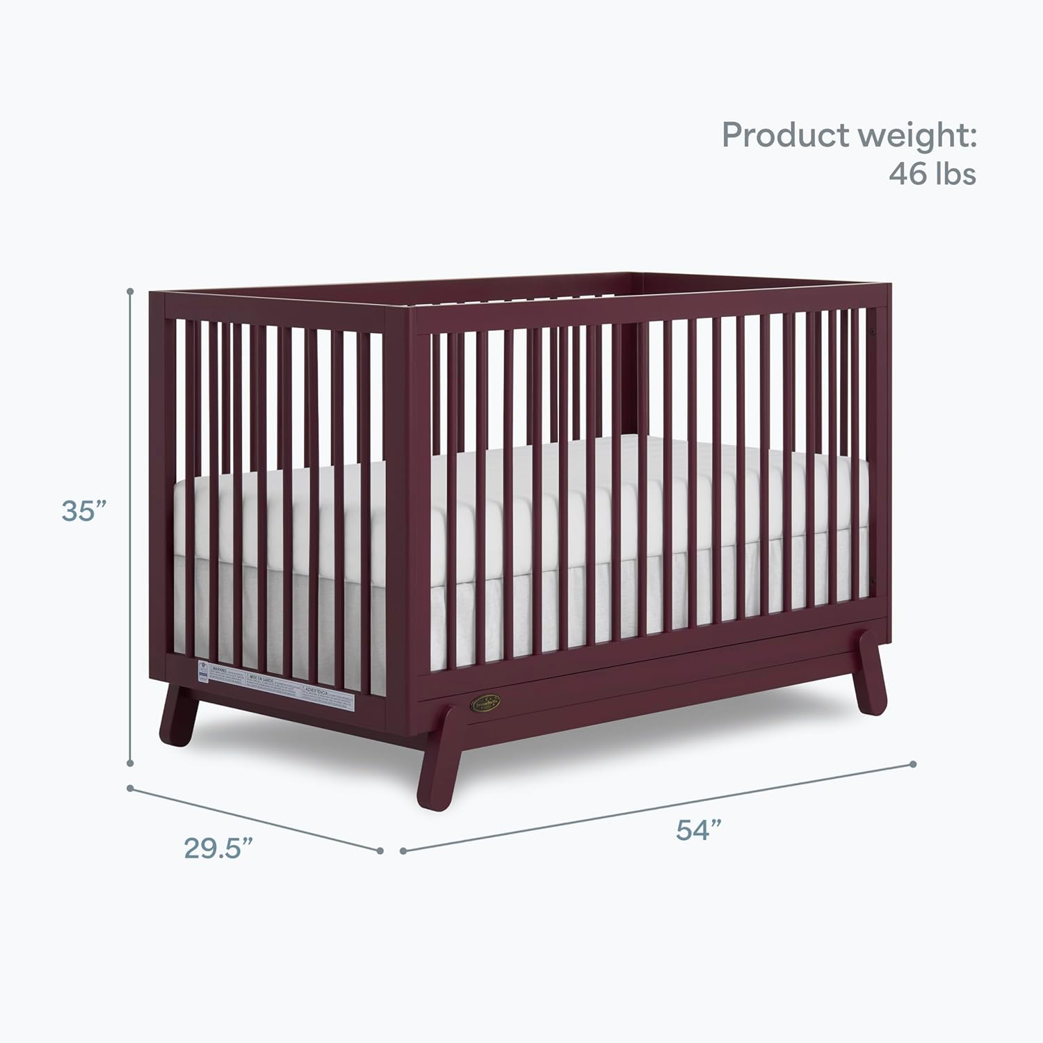 Dream On Me Hygge 5-in-1 Convertible Full-Size Baby Crib in Auburn, GreenGuard Gold & JPMA, Converts to Toddler, Day & Full-Size Bed, Adjustable Mattress Heights, Modern Nursery - Image 3