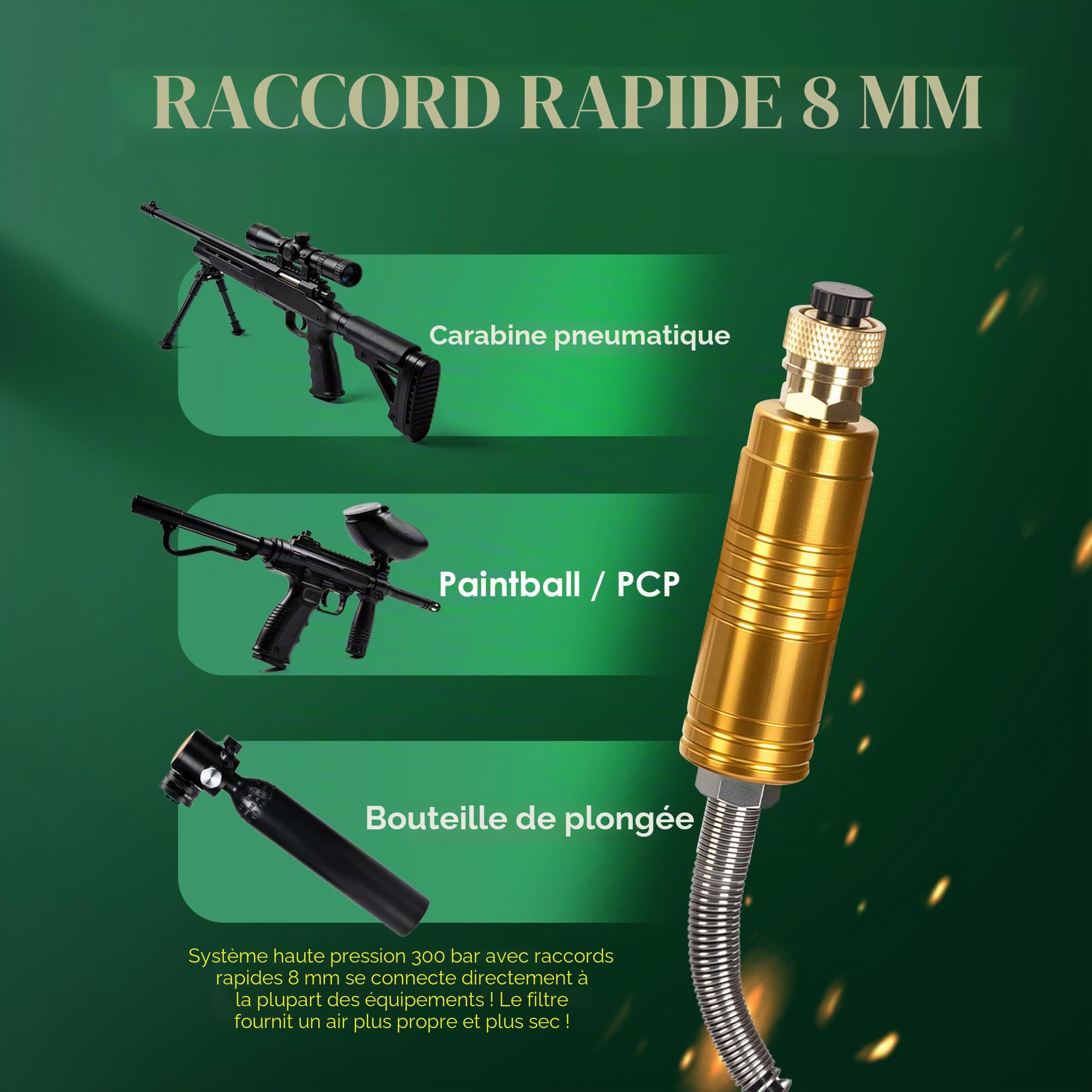 TUXING Compresseur d'air PCP 4500Psi, Compresseur d'air ajustable haute pression alimenté par voiture 12V DC ou maison 220V AC avec adaptateur (inclus), Pompe pour Scuba Tank