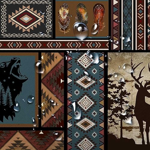 Miniatura 6 de Cortina de ducha rústica para decoración de baño estilo bohemio occidental, juego de cortinas estilo retro azteca del suroeste de nativos