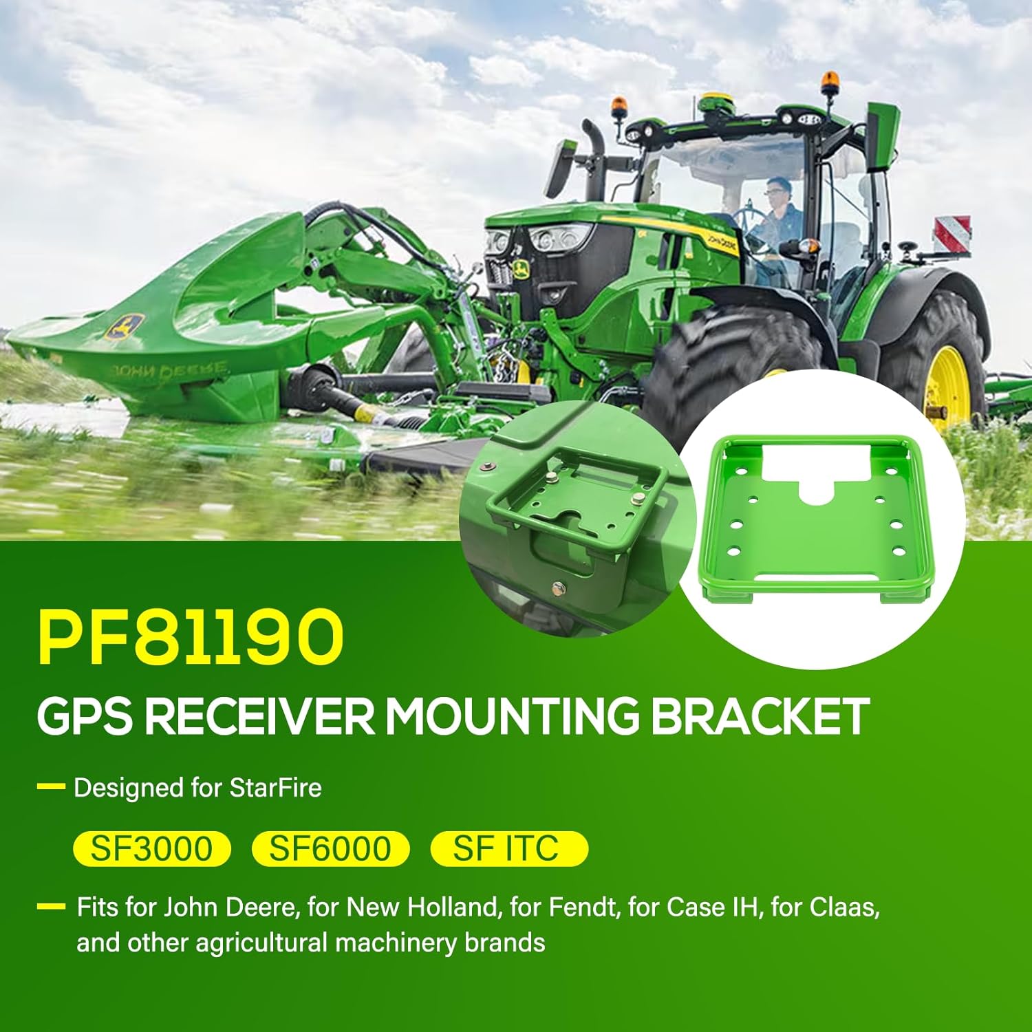 Bonbo PF81190 GPS Receiver Mounting Bracket Receiver Adapter Holder for John Deere/New Holland/Fendt/Case IH/Claas, for Star Fire SF3000 / SF6000 / SF ITC