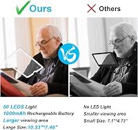 Ntrjtrss 5x Nagyító Lámpa 50 LED-del - Újratölthető, Kéz Nélküli Olvasó Nagyító Időseknek - 26x19 cm Rugalmas Nyakú Nagyítólencse Olvasáshoz 5