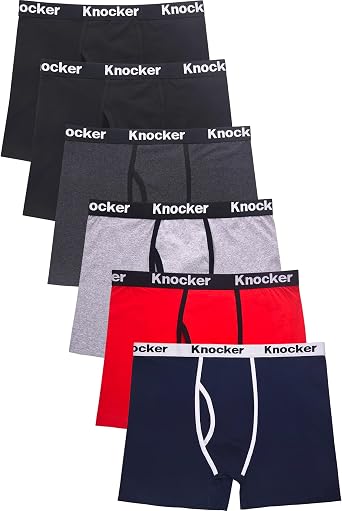 Knocker Mens 4 Pack of Stretch Cotton Color Boxer Briefs