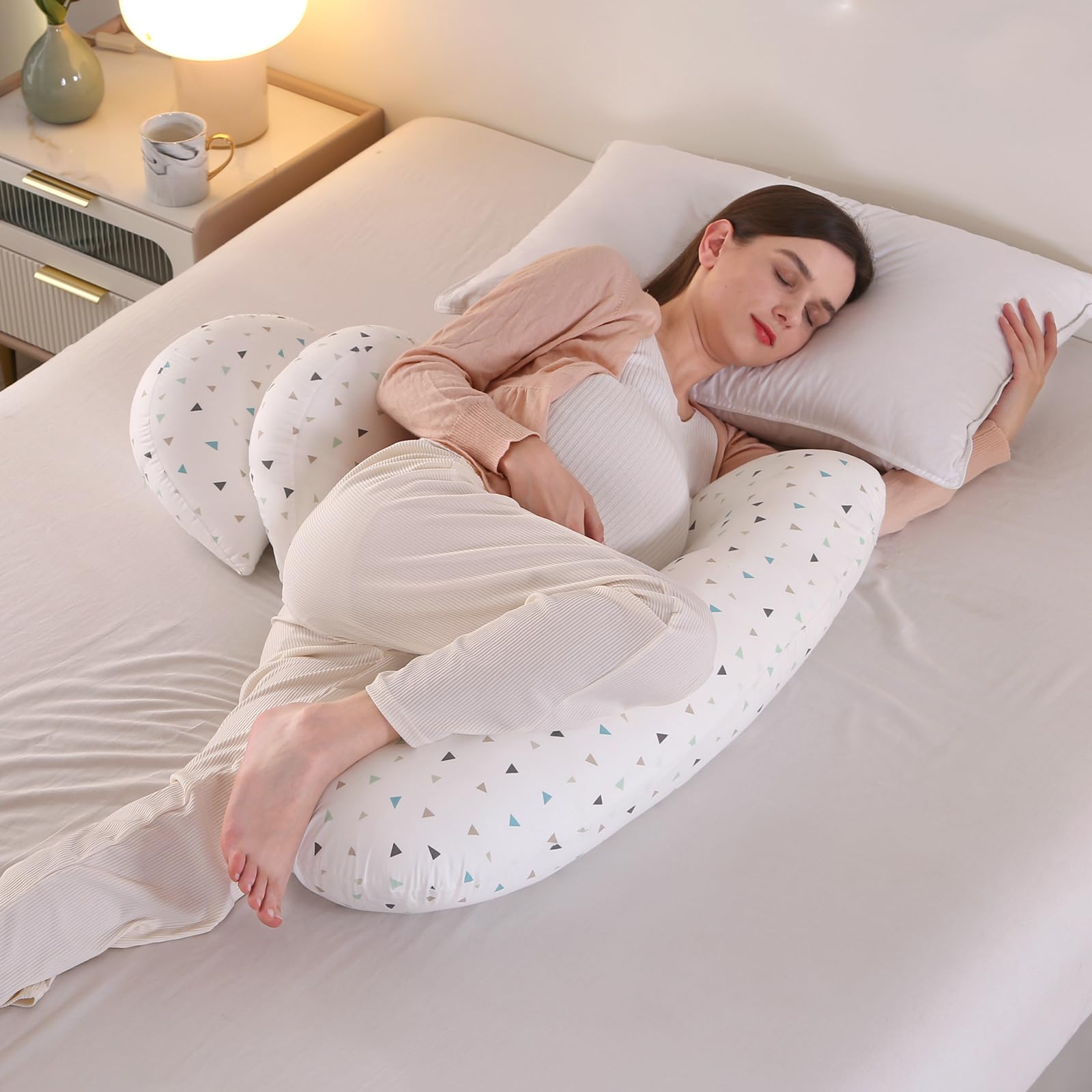 GKXLH Abnehmbarer Schwangerschaftskissen zum Schlafen mit Abnehmbarem Bezug | Verstellbarer Pregnancy Pillow, Doppelkeil Schwangerschaftskissen für Schwangere Stütze für Rücken, Bauch, Hüften, Beine